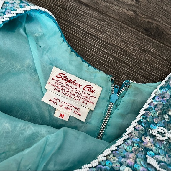 Stephen Chu 'Beaded Sweater Factory' lined sequin beaded sleeveless top M - Picture 4 of 12